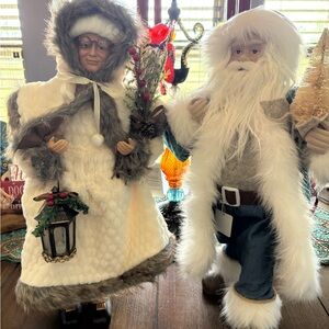 Pier 1 Festive Winter Figures with Cream and Blue Accents